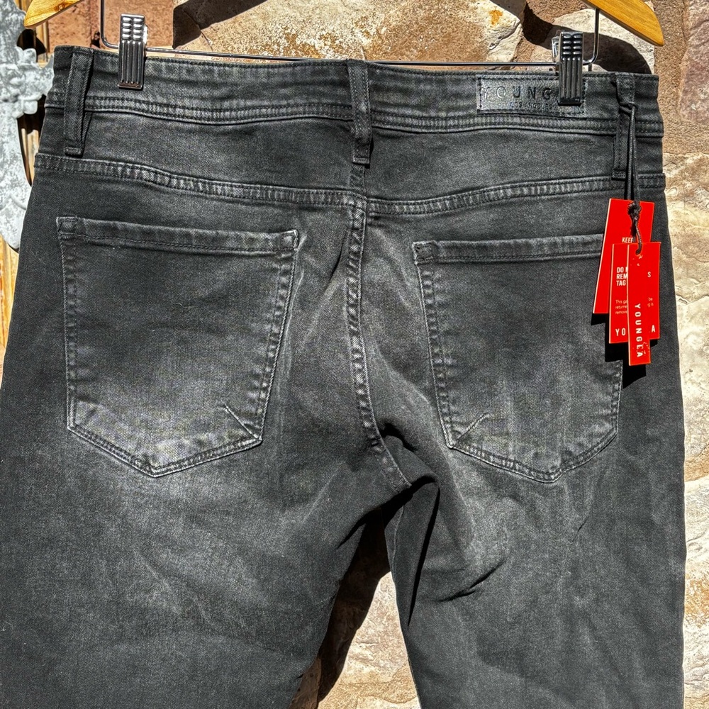 NWT YoungLa Men’s Jeans Faded Black Size 32x30 Zipper Leg Slim Fit - Picture 6 of 10
